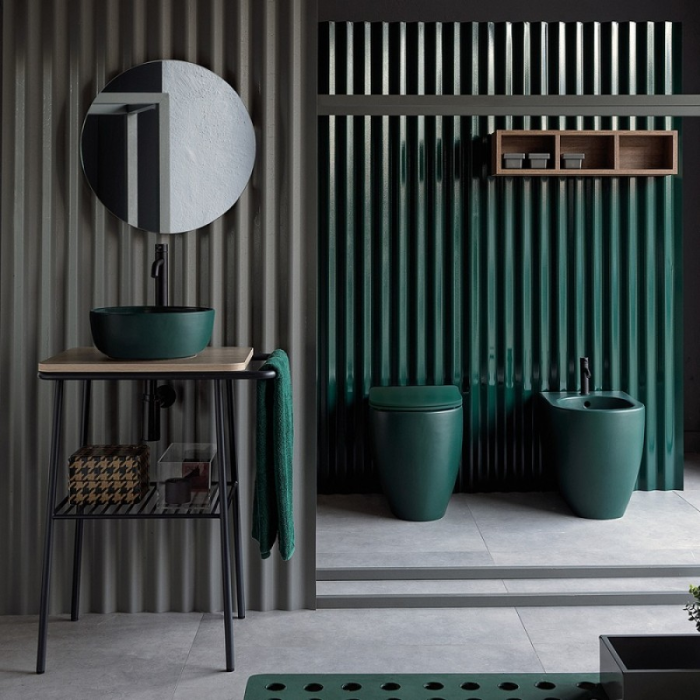 Раковина накладная, без перелива, без отверстий, цвет зеленый матовый, Scarabeo Glam - 1808 55