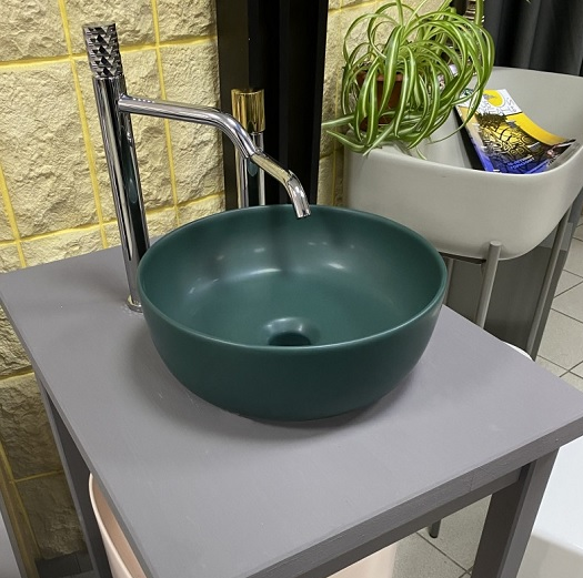 Раковина накладная, без перелива, без отверстий, цвет зеленый матовый, Scarabeo Glam - 1808 55