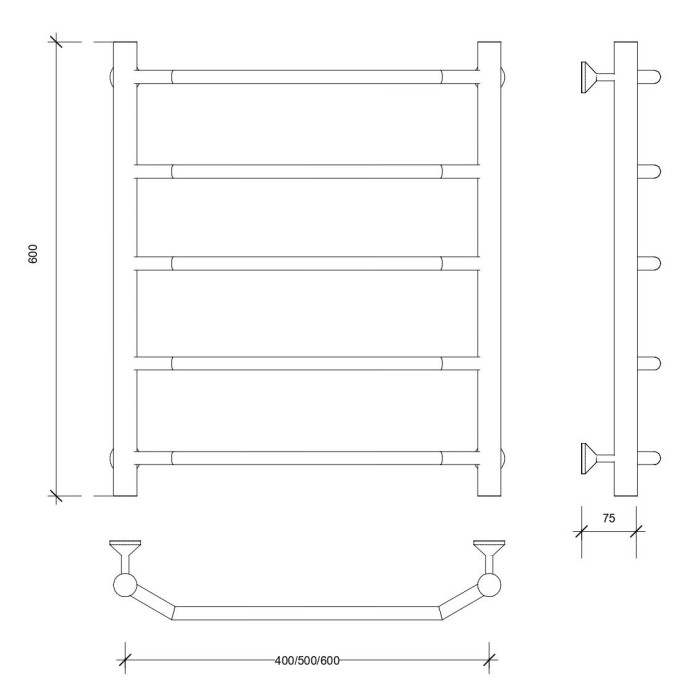 Полотенцесушитель водяной 60x40 Агата 1 (хром) Secado арт. 4603759404943