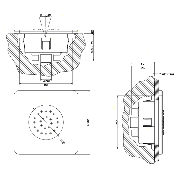 Боковая форсунка встраиваемая, Gessi iSpa, хром арт. 41172#031 32985#031