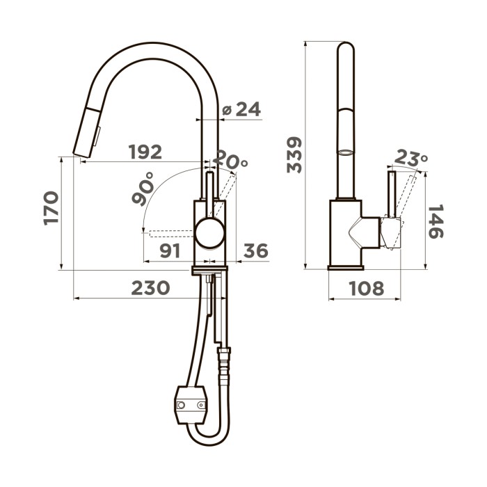 Смеситель для кухни Omoikiri Shinagawa-SB-C латунь, цвет хром арт. 4994458