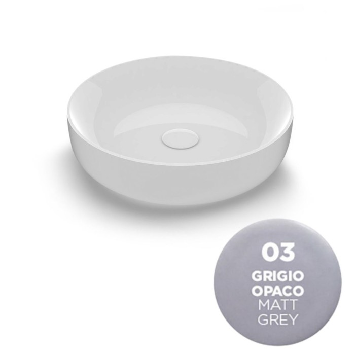 Накладная раковина, d45 h14 см, Olympia ceramica Metamorfosi, серый матовый арт. MET4245003