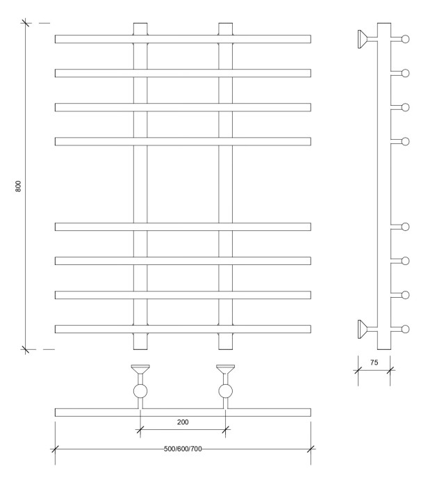 Полотенцесушитель водяной 80x20x50 Турин 4 (хром) Secado арт. 4603759404165