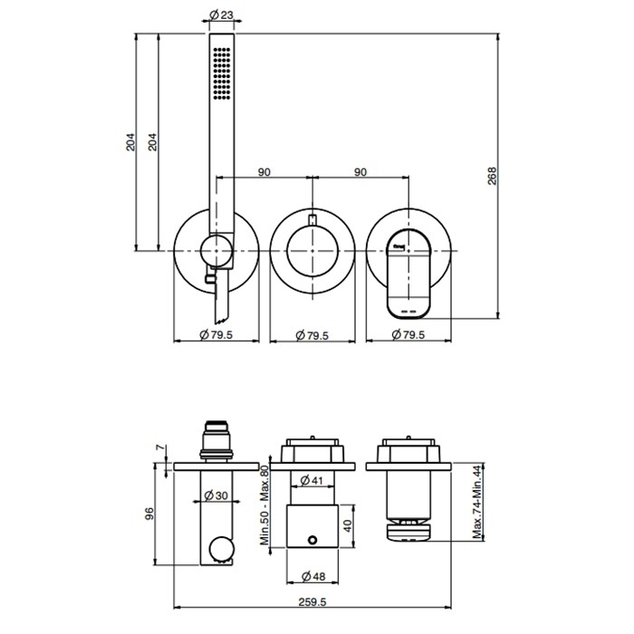 Fima Carlo Frattini Смеситель для душа, встраиваемый, с ручным душем, с переключатем на 2 выхода, Flo, F3819WX8CR цвет: хром