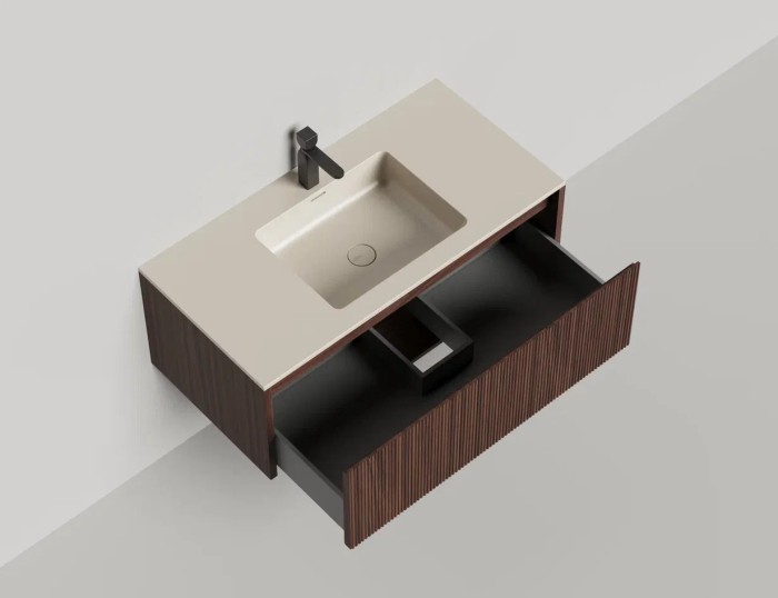 Подвесная тумба domino 1000, шпон onda plus, фрезерованный, Salini арт. 27D210ONF