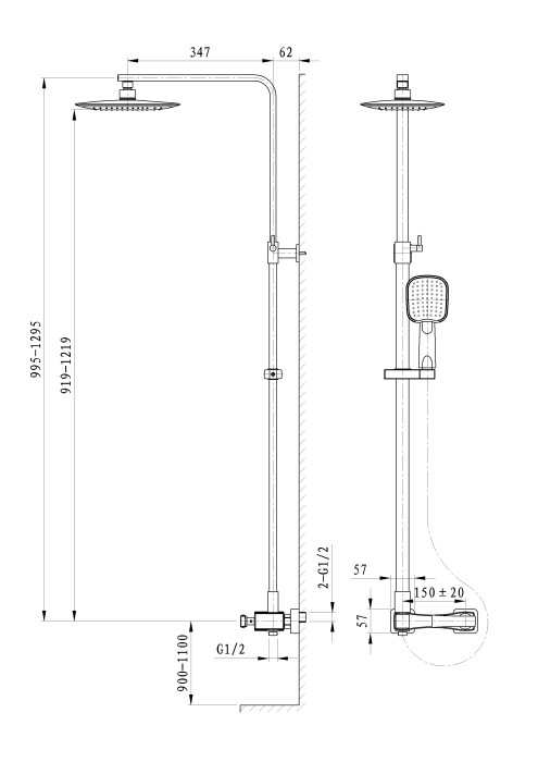 Душевая система, Wonzon & Woghand Triumph, WW-564601-CR цвет: хром
