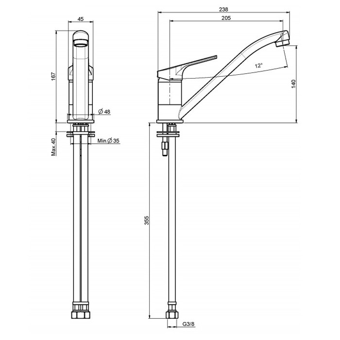 Fima Carlo Frattini Смеситель для кухни с двумя гибкими шлангами 370мм, Kitchen, F3767CR цвет: хром