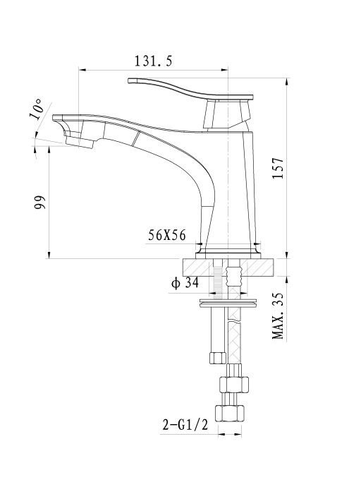 Смеситель для раковины, Wonzon & Woghand Navia, WW-181101-CR цвет: хром