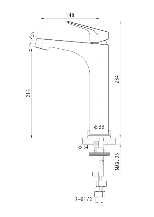 Смеситель для раковины высокий, Wonzon & Woghand Balance, WW-051104-CR цвет: хром