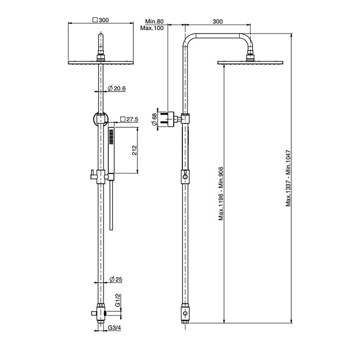 Fima Carlo Frattini Душевая стойка: верхний душ 30х30см., ручной душ, Colonne doccia, F2200LOR цвет: золото