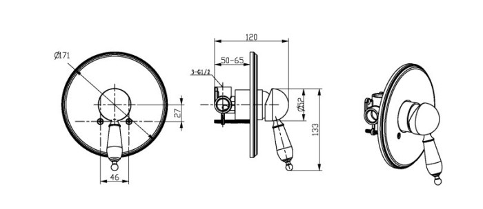 Смеситель встроенный black керамика, Boheme Tradizionale cromo - 265-BLC
