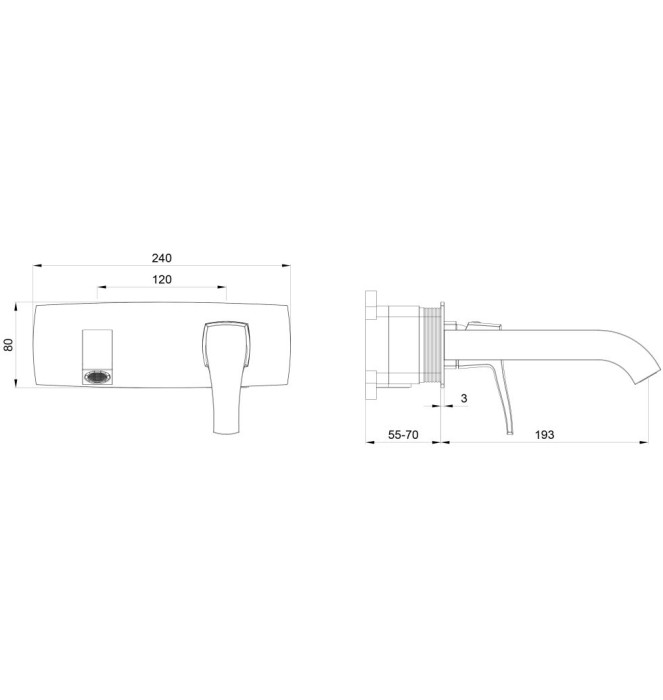 Смеситель для раковины встраиваемый, Wonzon & Woghand Flex, WW-88869072-CR цвет: хром