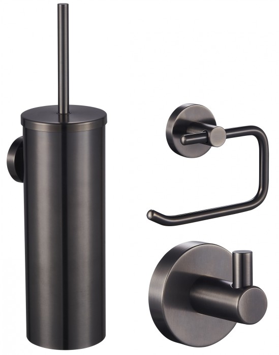 Набор аксессуаров из 3 предметов (крючок, держатель для бумаги, ершик), Wonzon &amp; Woghand, WW-8100-GM цвет: графит