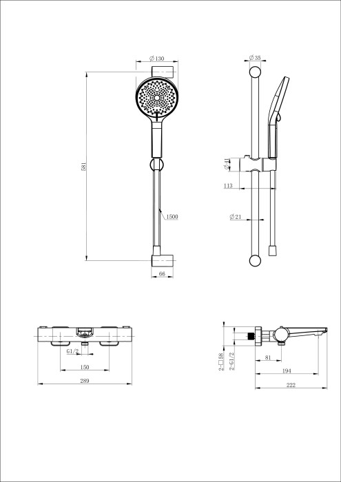 Смеситель для ванны с душевым гарнитуром и термостатом, Wonzon & Woghand, WW-C2021-A-MW цвет: белый