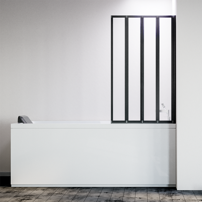 Шторка на ванну 900x1500, Veconi Palau, черный, стекло прозрачное арт. PL74BR-90-01-19C4