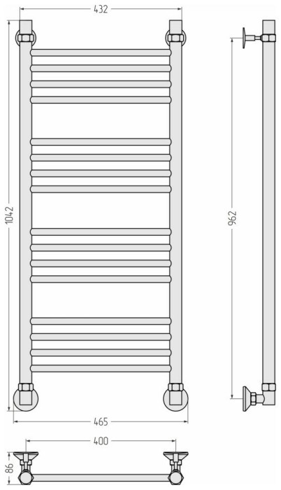 Стилье Водяной полотенцесушитель 1000x400, Аксиома-10, 00661-1040 цвет: без покрытия