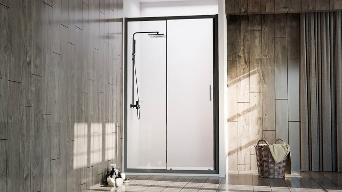 Душевая дверь 1500x1900, Veconi Vianno, черный, стекло прозрачное арт. VN72B-150-01-C4