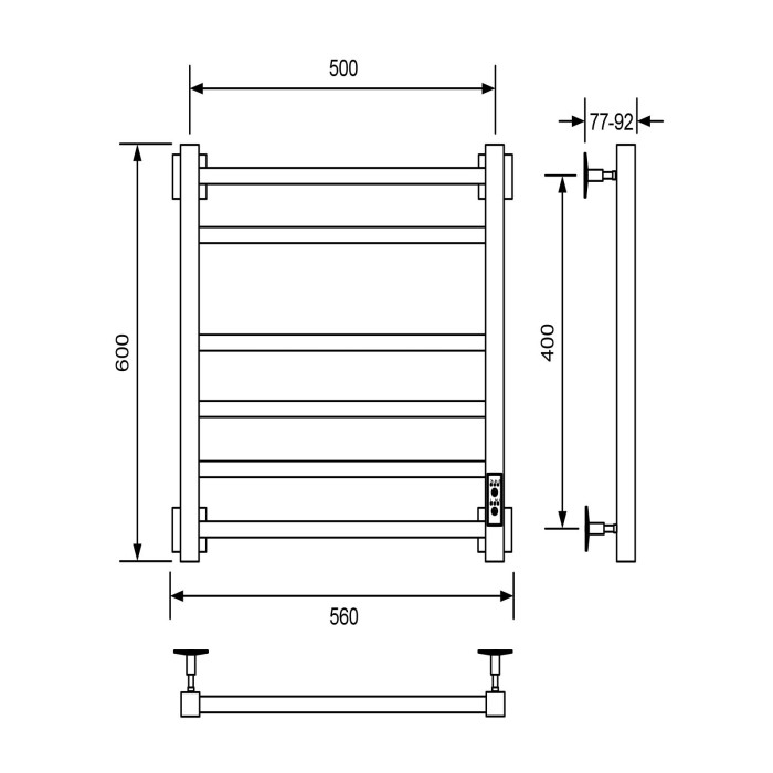 Электрический полотенцесушитель 50x60, Veconi Barro-B арт. B6050B-B