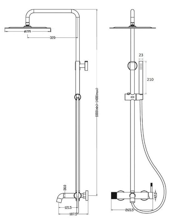 Стойка для душа со смесителем, белый, Uno Boheme 468-WCR
