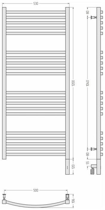 Сунержа Электрический полотенцесушитель 800x600, Аркус 3.0, 12-5705-1250 цвет: белый