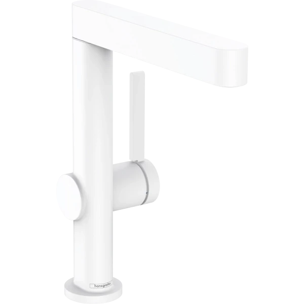 Смеситель для раковины с поворотным изливом со сливным клапаном Push-Open, Hansgrohe Finoris, белый арт. 76060700