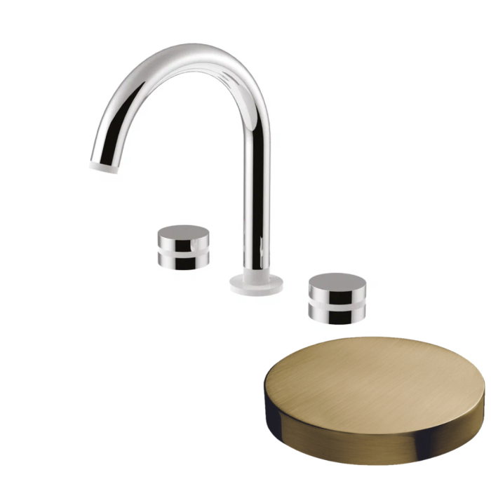 Смеситель для раковины на 3 отверстия, поворотный излив, без донного клапана, Giulini My ring, золото брашированное арт. MR0112/SCOSP