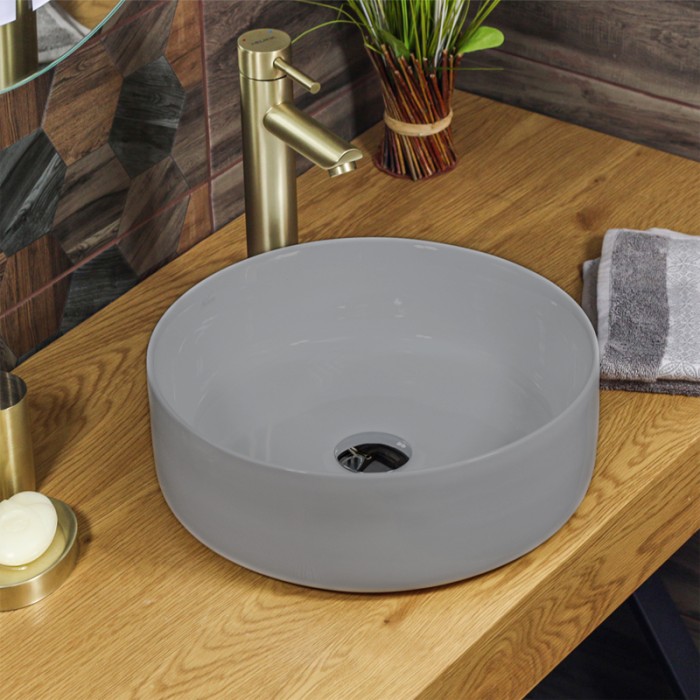 Раковина накладная 346x346x114 светло-серая, Azario - AZ-3134-MFG SP