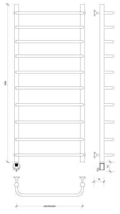 Полотенцесушитель электрический 120x40 Мерида 1 Secado арт. 4673739235126