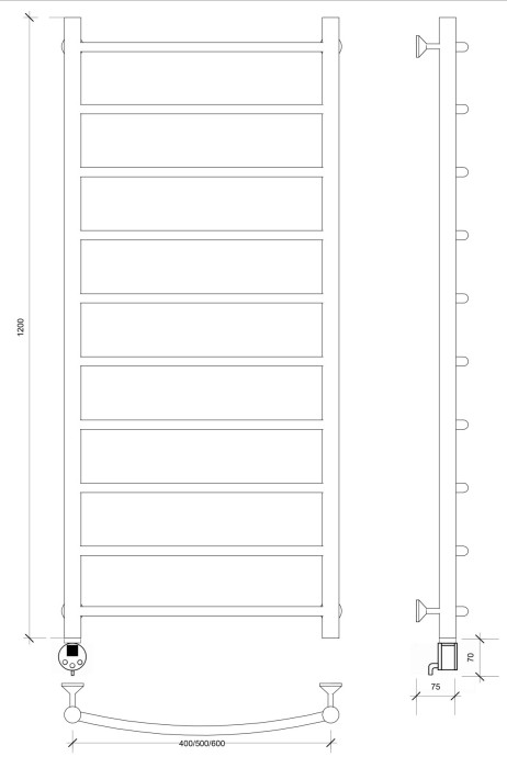 Полотенцесушитель электрический 120x50 Милан 1 Secado арт. 4673739237298