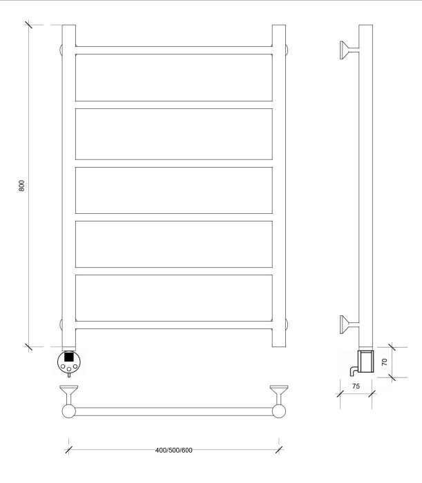 Полотенцесушитель электрический 80x40 Триада 1 Secado арт. 4673739241905