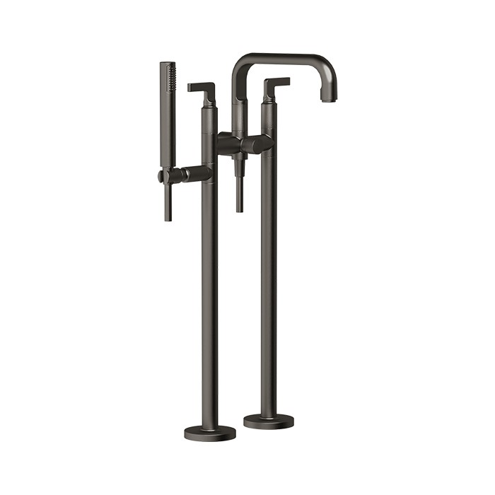 Напольный смеситель для ванны с ручным душем, Gessi Inciso, black metal brushed pvd арт. 58029#707