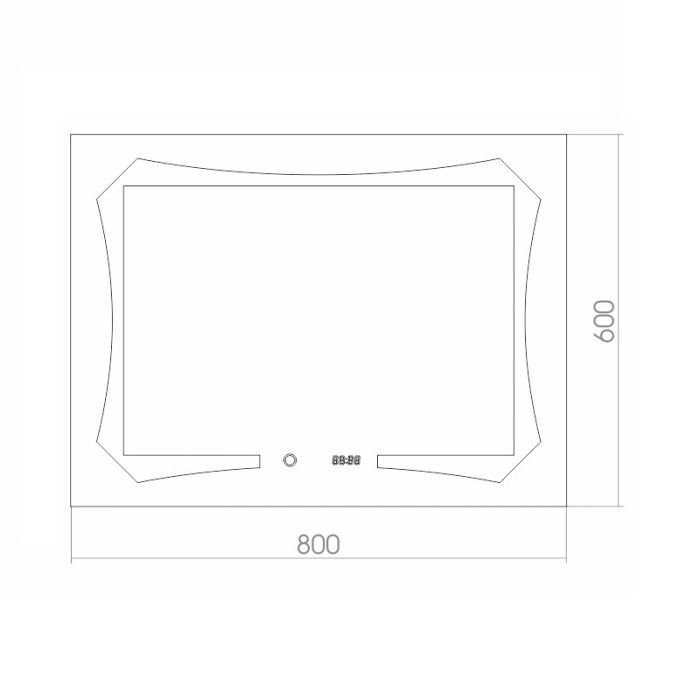 Зеркало OTTO-4 800х600 c подсветкой и диммером, сенсор выкл+часы, Azario Otto - ФР-00001398
