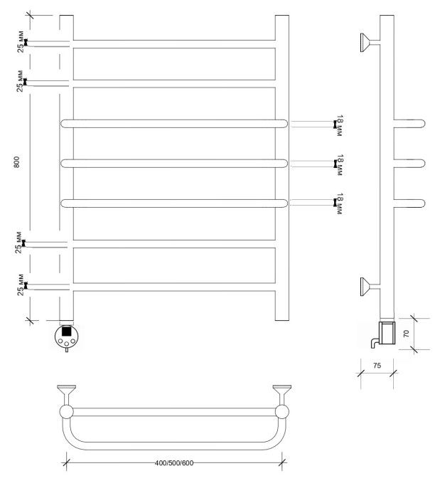 Полотенцесушитель электрический 80x50 Триест Secado арт. 4603777471118