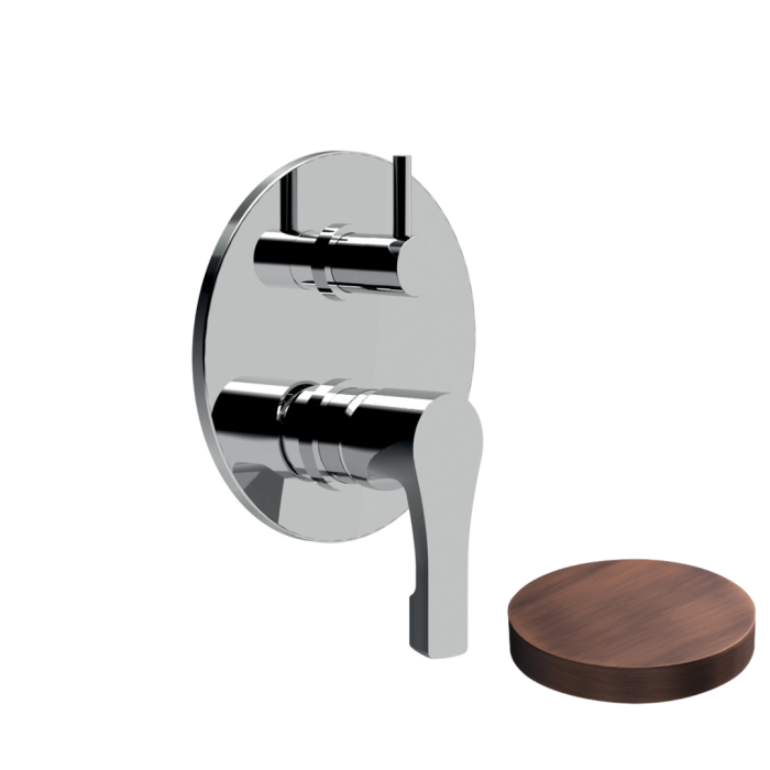 Однорычажный встроенный смеситель для душа с дивертером на 3 выхода., Giulini, матовая медь арт. 5713-3VROP