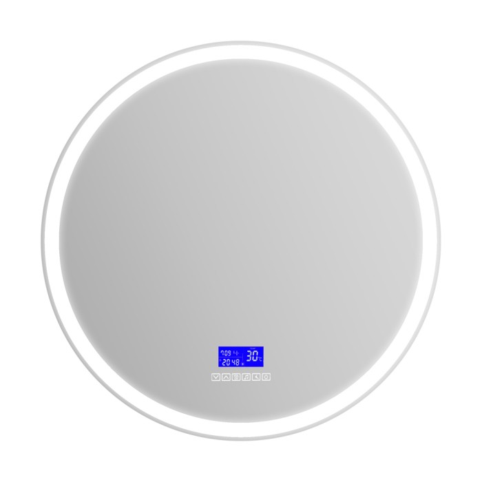 Зеркало 70x70, круглое, с встроенным светильником, сенсорным выключателем, цифровым термометром, радио, BelBagno арт. SPC-RNG-700-LED-TCH-RAD