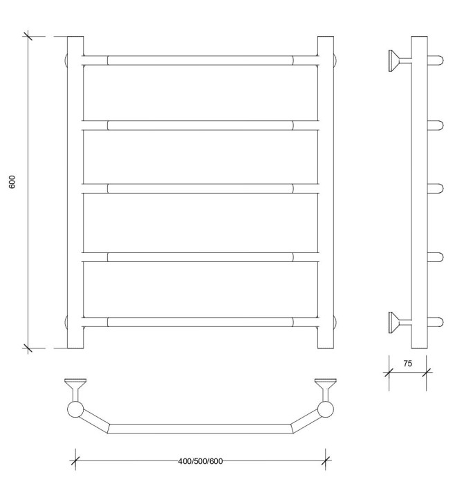 Полотенцесушитель водяной 60x50 Агата 1 (хром) Secado арт. 4603759404967