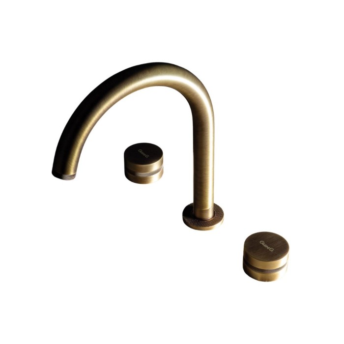 Смеситель для раковины на 3 отверстия, поворотный излив, донный клапан Up&amp;Down, Giulini My ring deluxe, матовая бронза арт. MR0112/UDLBROP