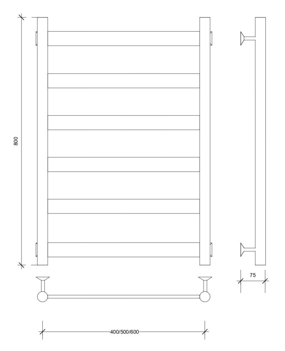 Полотенцесушитель водяной 80x50 Комано 2 (хром) Secado арт. 4603759401270