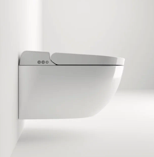 Подвесной унитаз GSI Pura Hygea 590х375 мм с биде, безободковый с сиденьем Soft-Close, цвет белый глянцевый арт. 741811