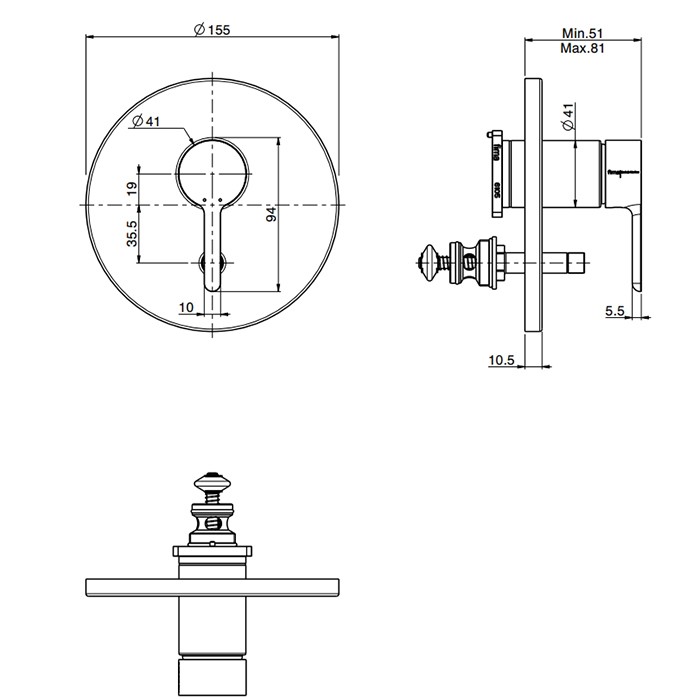 Fima Carlo Frattini Смеситель для душа, встраиваемый, с переключателем на 2 выхода, Snap, F3119X2CR цвет: хром