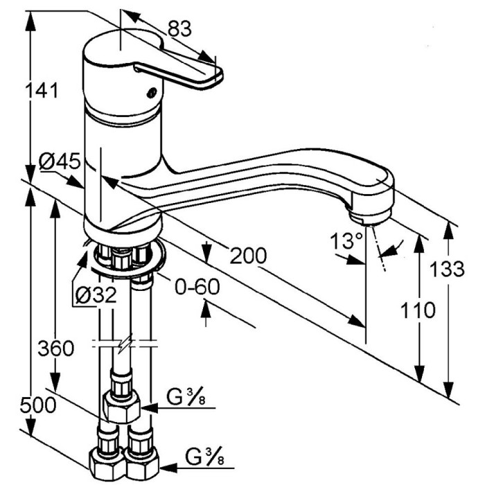 Однорычажный смеситель для кухни, для безнапорных водонагревателей, logo neo Kludi, хром - 379190575