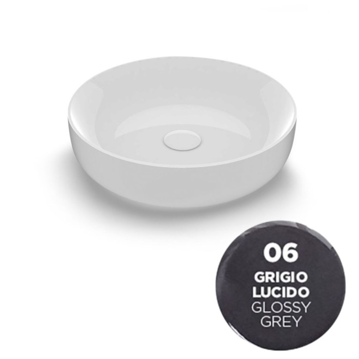 Накладная раковина, d45 h14 см, Olympia ceramica Metamorfosi, серый глянцевый арт. MET4245006