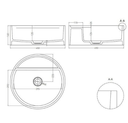 Раковина накладная 45x45, матовая, Salini ARMONIA TOP арт. 130127M
