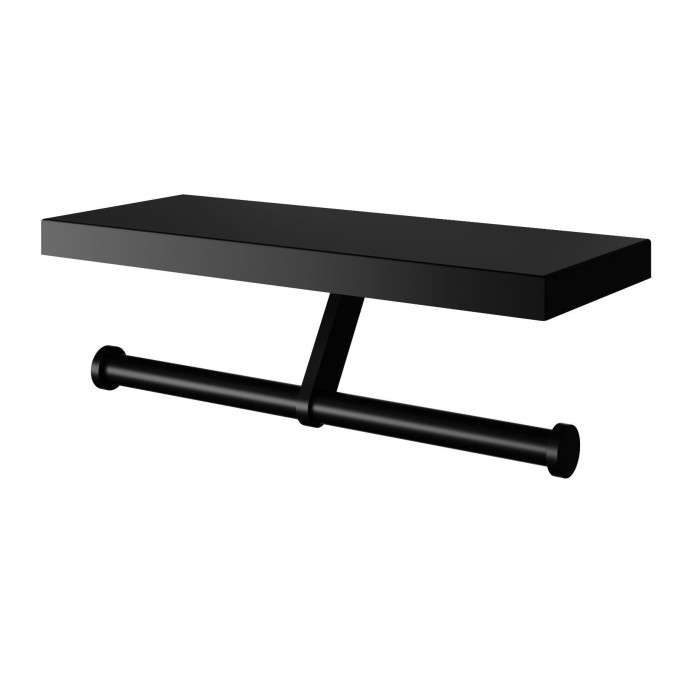 Двойной держатель для туалетной бумаги с полкой, Wonzon &amp; Woghand, WW-V3802-MB цвет: черный