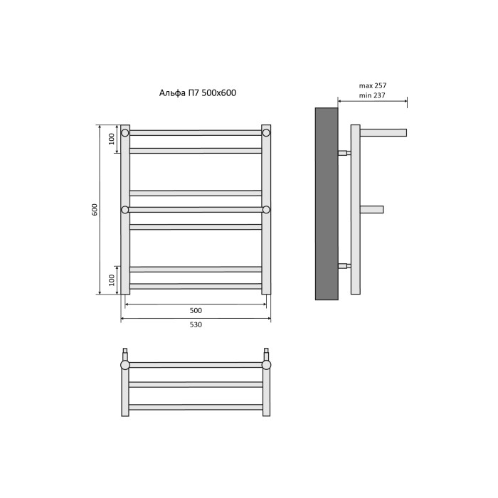 Полотенцесушитель водяной 500х600 Aquatek Альфа, хром арт. AQ RRP0760CH