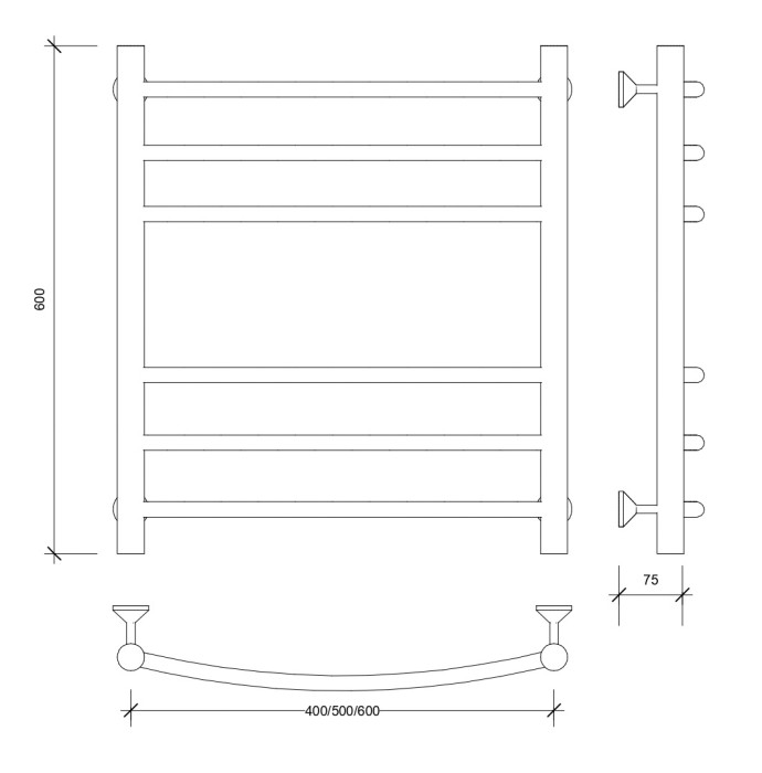Полотенцесушитель водяной 60x40 Милан 3 (черный) Secado арт. 4673739226704