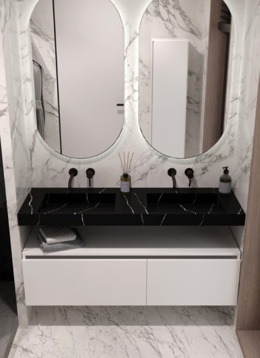Столешница моноблок nero marquina (1410x452x80), Boheme Flat - 859-140-NM