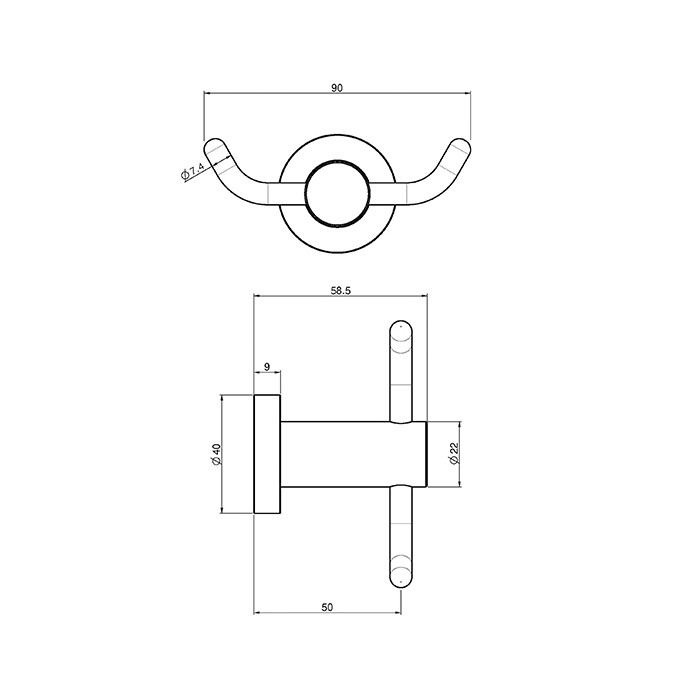 Fima Carlo Frattini Крючок двойной, Rotola, F6004/2NS цвет: черный