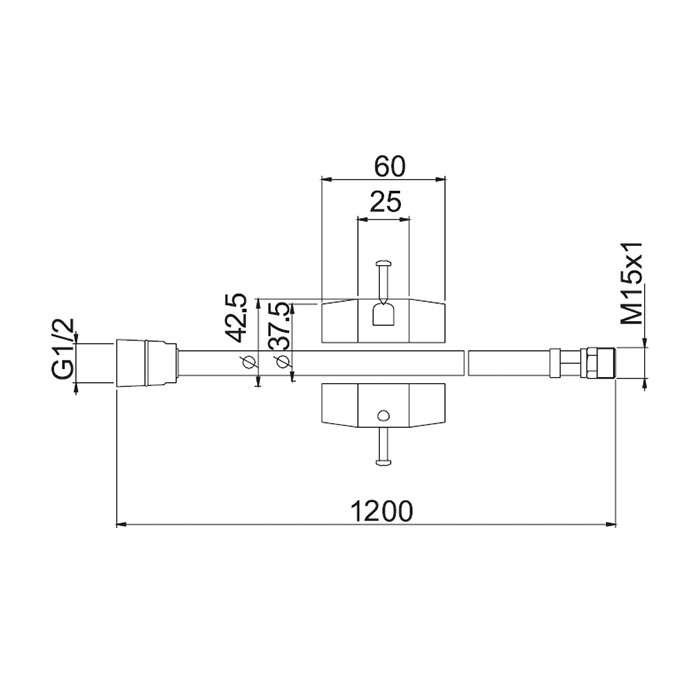Fima Carlo Frattini Шланг для смесителя на борт ванны, 1200 мм., с грузом, Wellness, F2023CR цвет: хром