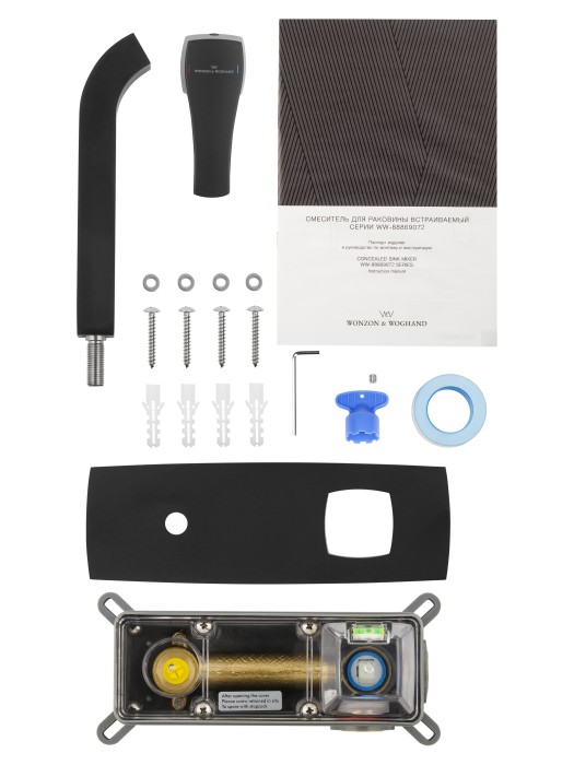 Смеситель для раковины встраиваемый, Wonzon & Woghand Flex, WW-88869072-MB цвет: черный